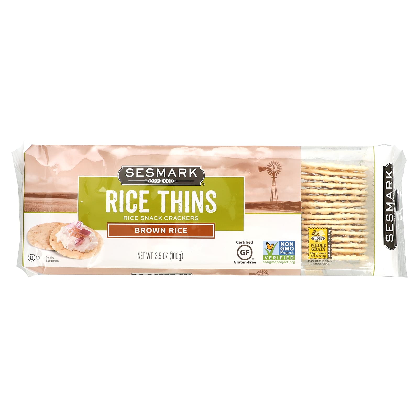 Sesmark-Rice Thins-Rice Snack Crackers-Brown Rice-3.5 oz (100 g)