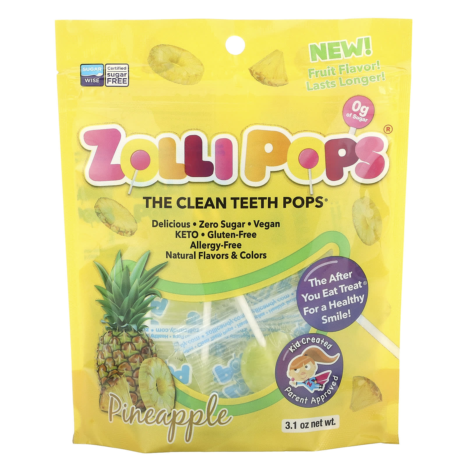 Zollipops-The Clean Teeth Pops-Pineapple-3.1 oz