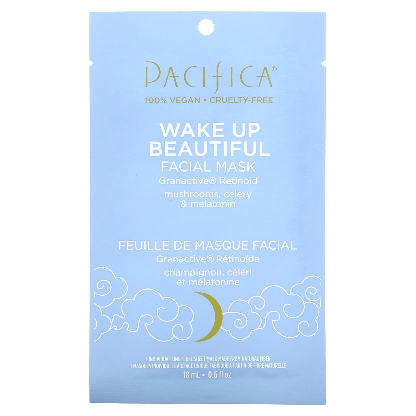 Pacifica-Wake Up Beautiful-Facial Beauty Mask-Granactive Retinoid-1 Sheet Mask-0.6 fl oz (18 ml)