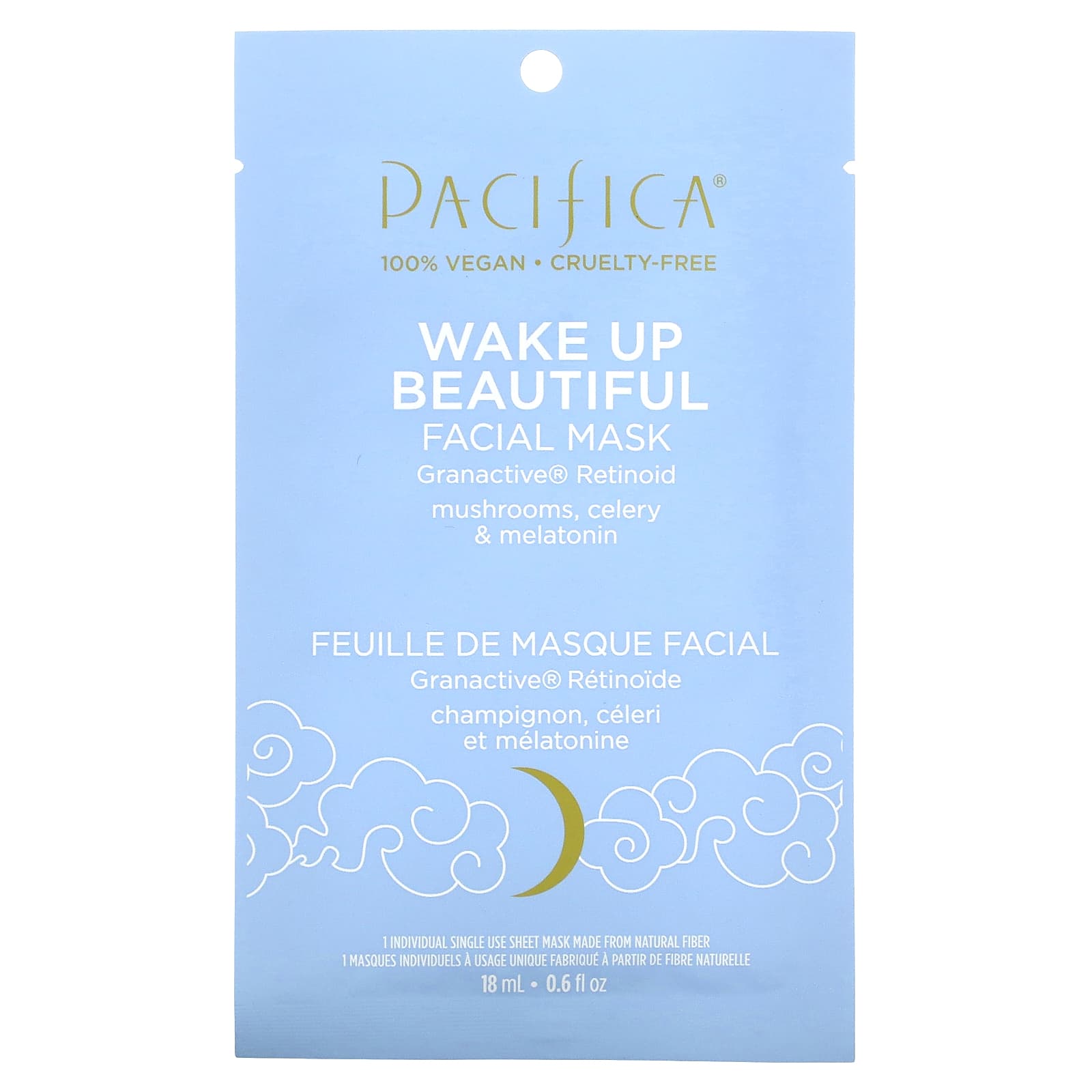 Pacifica-Wake Up Beautiful-Facial Beauty Mask-Granactive Retinoid-1 Sheet Mask-0.6 fl oz (18 ml)