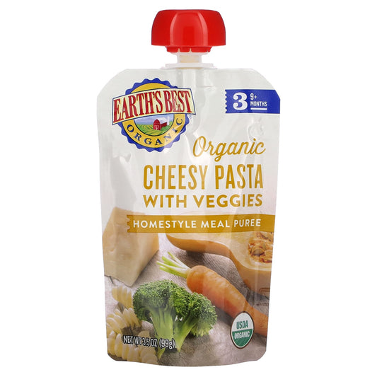 Earth's Best-Organic Homestyle Meal Puree-9+ Months-Cheesy Pasta with Veggies-3.5 oz (99 g)