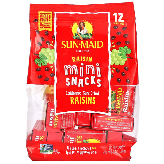 Sun-Maid-Raisin Mini Snacks-12 Boxes-0.5 oz Each