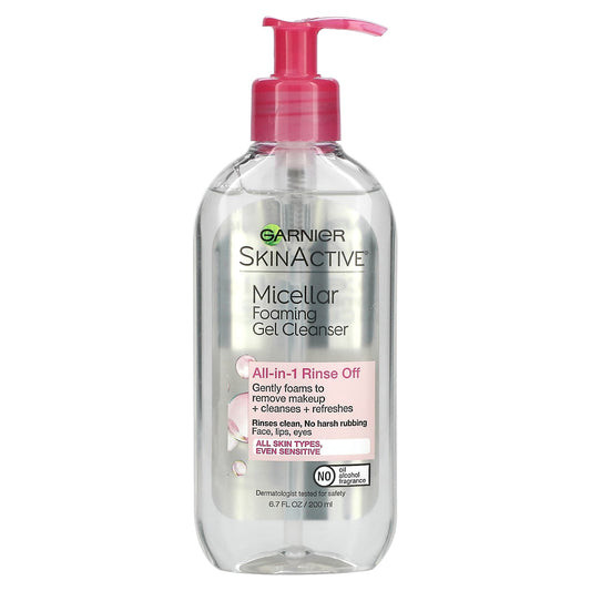 Garnier-SkinActive-Micellar Foaming Gel Cleanser-All-in-1 Rinse Off-All Skin Types-6.7 fl oz (200 ml)