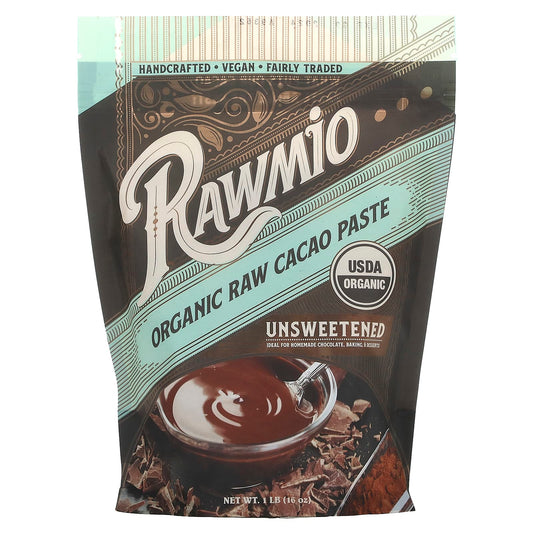 Rawmio-Organic Raw Cacao Paste-Unsweetened -1 lb (16 oz)