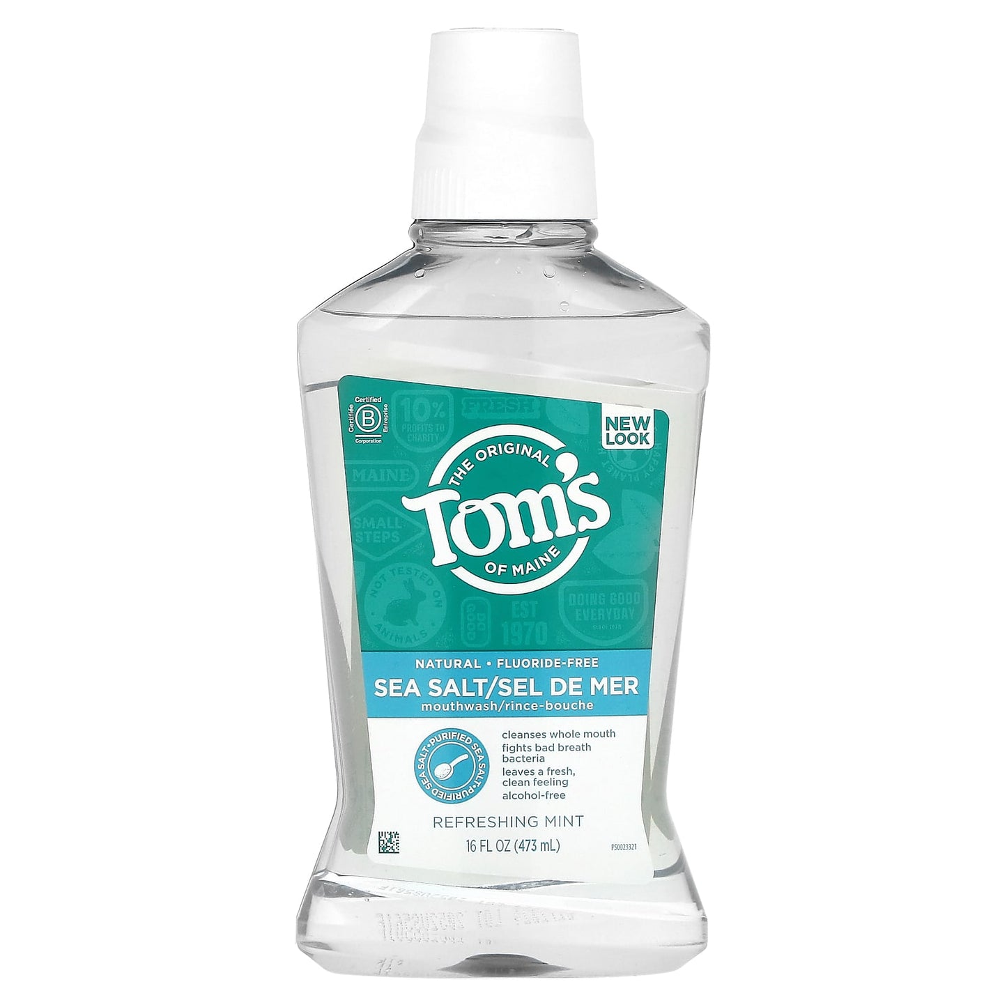 Tom's of Maine-Sea Salt Mouthwash- Fluoride Free-Refreshing Mint-16 fl oz (473 ml)