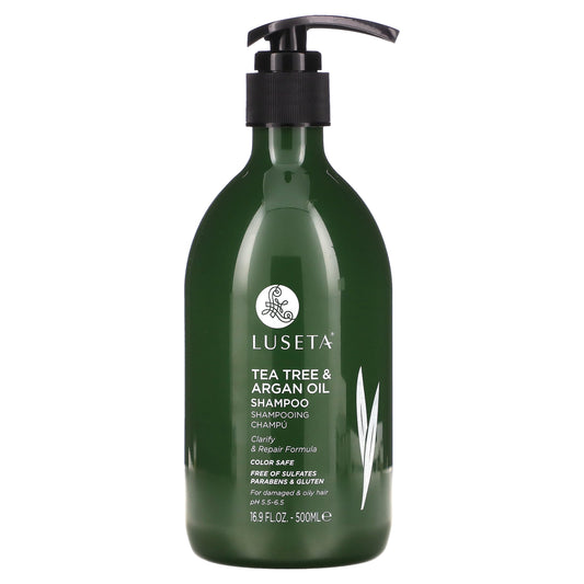 Luseta Beauty-Tea Tree & Argan Oil Shampoo-For Damaged & Oily Hair-16.9 fl oz (500 ml)