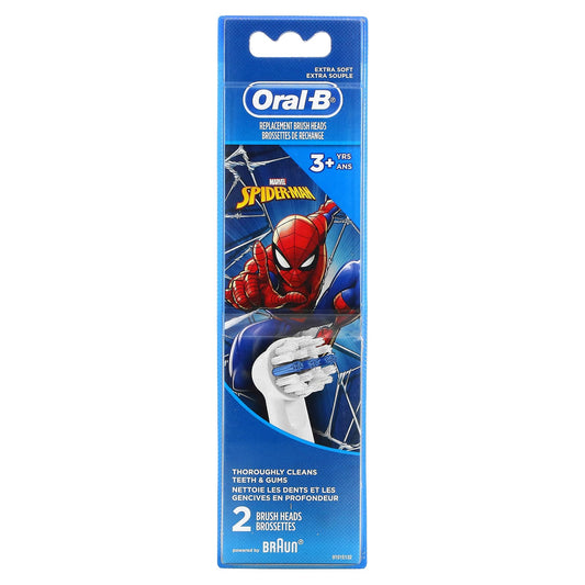 Oral-B-Replacement Brush Heads-Extra Soft-3+ Yrs-Spiderman-2 Pack