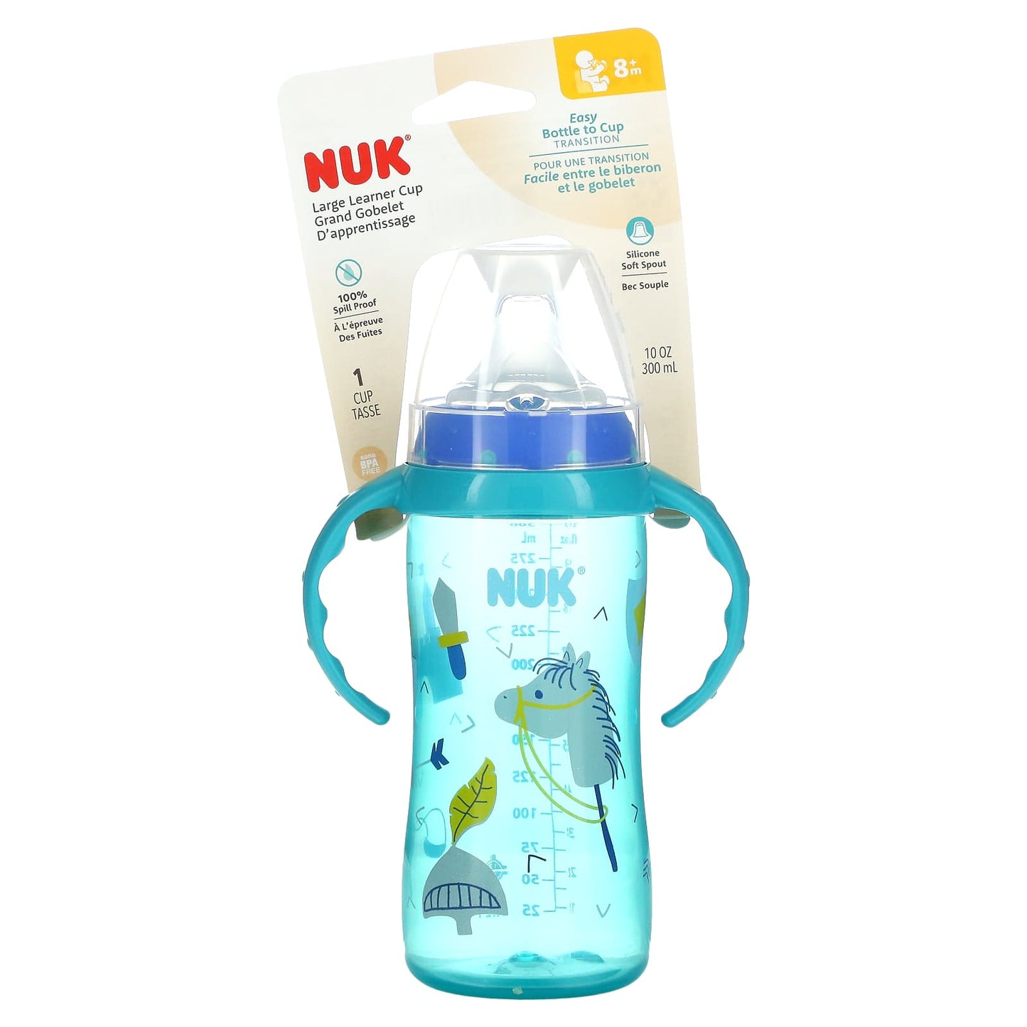 NUK, Large Learner Cup, 8+ Months, Blue, 1 Pack, 10 oz (300 ml)