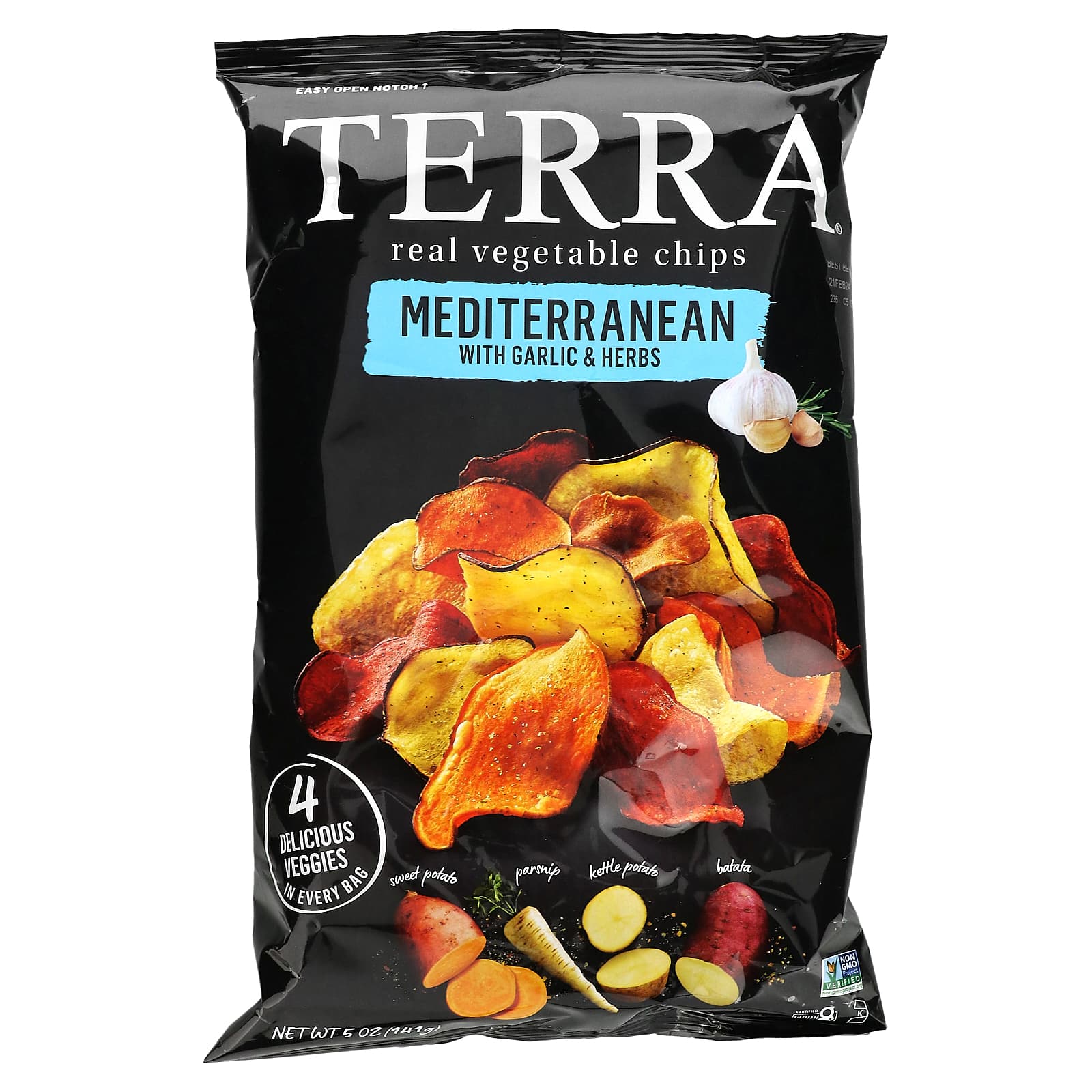 Terra-Real Vegetable Chips-Mediterranean With Garlic & Herbs-5 oz (141 g)