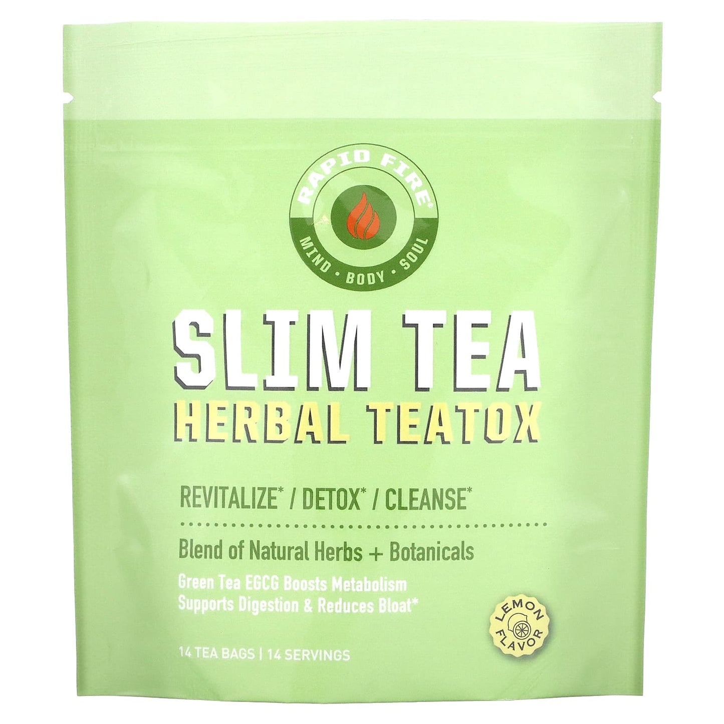 RAPIDFIRE-SlimTea-Herbal Teatox-Lemon-14 Tea Bags