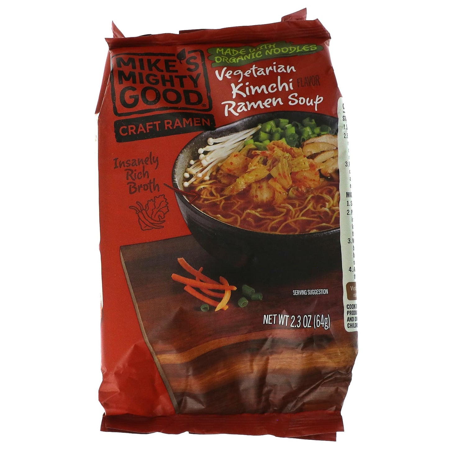 Mike's Mighty Good-Craft Ramen-Vegetarian Kimchi Ramen Soup-2.3 oz (64 g)