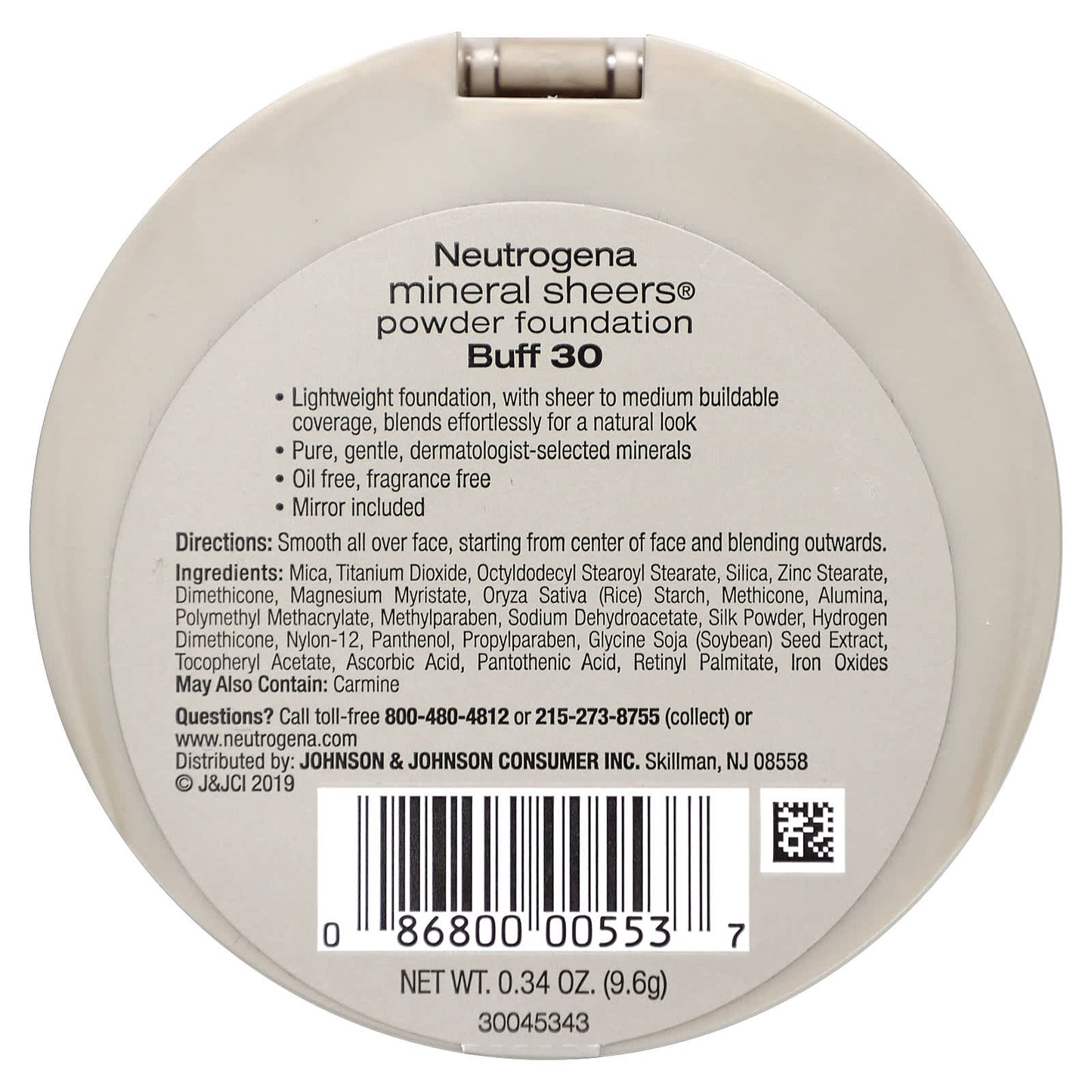 Neutrogena, Mineral Sheers, Powder Foundation, Buff 30, 0.34 oz (9.6 g)