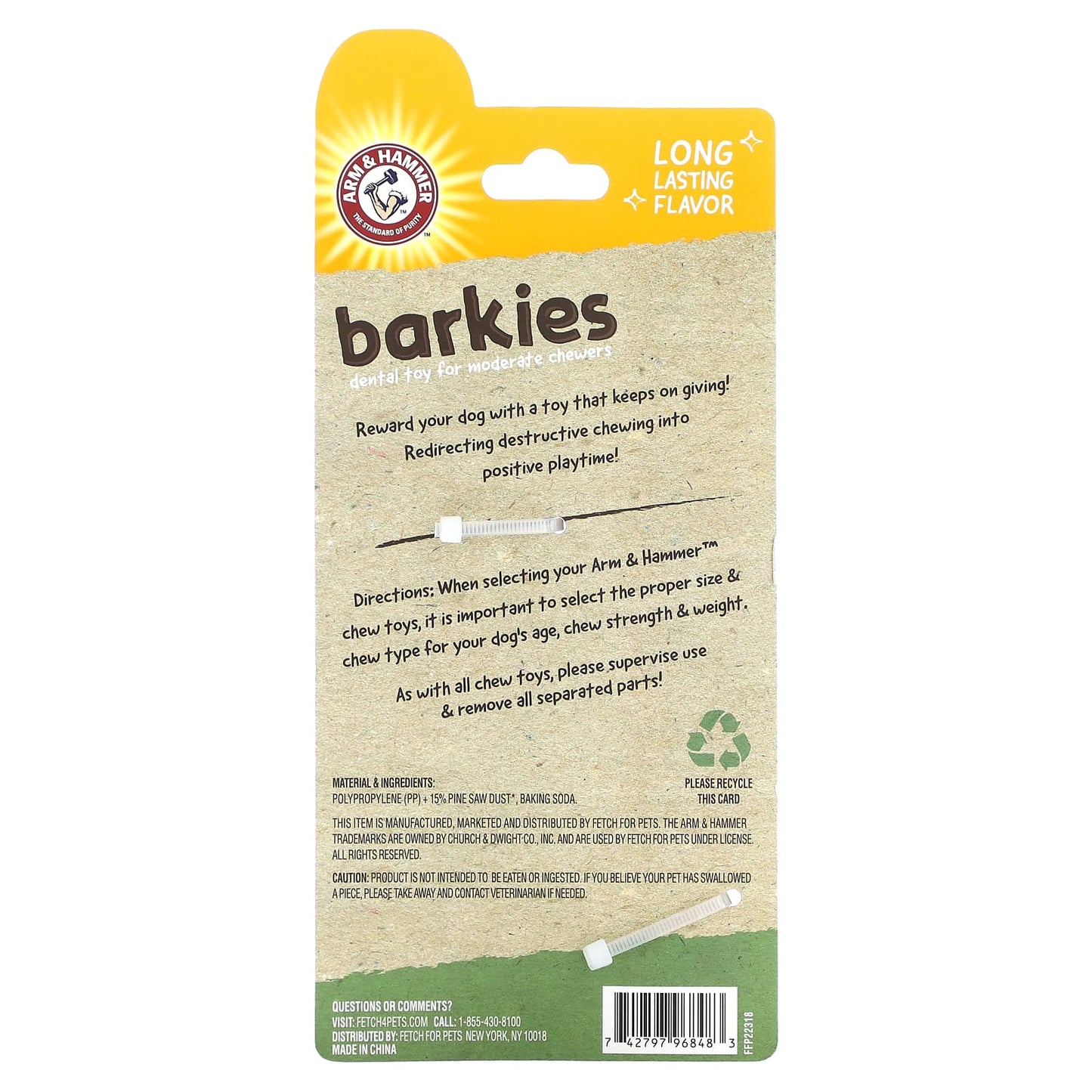 Arm & Hammer, Barkies for Moderate Chewers, Dental Toy for Dogs, Tree Bark, Chicken, 1 Toy