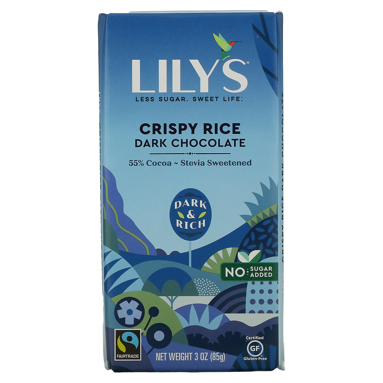 Lily's Sweets-Dark Chocolate Bar-Crispy Rice-55% Cocoa-3 oz (85 g)