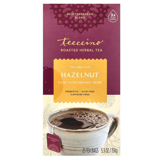 Teeccino-Roasted Herbal Tea-Hazelnut-Caffeine Free-25 Tea Bags-5.3 oz (150 g)