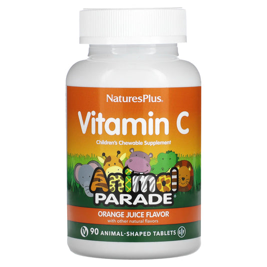 NaturesPlus-Source of Life-Animal Parade-Vitamin C- Orange Juice-90 Animal-Shaped Tablets