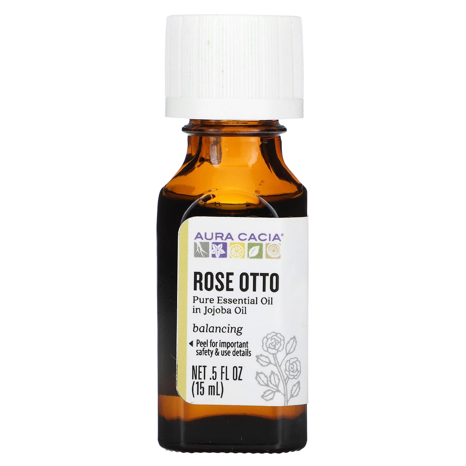 Aura Cacia-Pure Essential Oil in Jojoba Oil-Rose Otto -0.5 fl oz (15 ml)