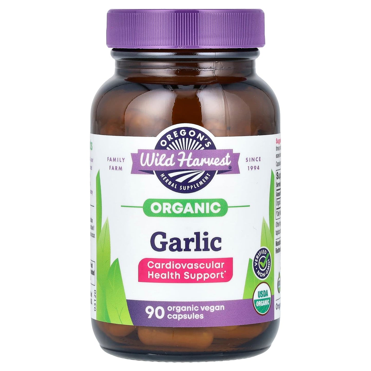 Oregon's Wild Harvest-Organic Garlic-90 Organic Vegan Capsules