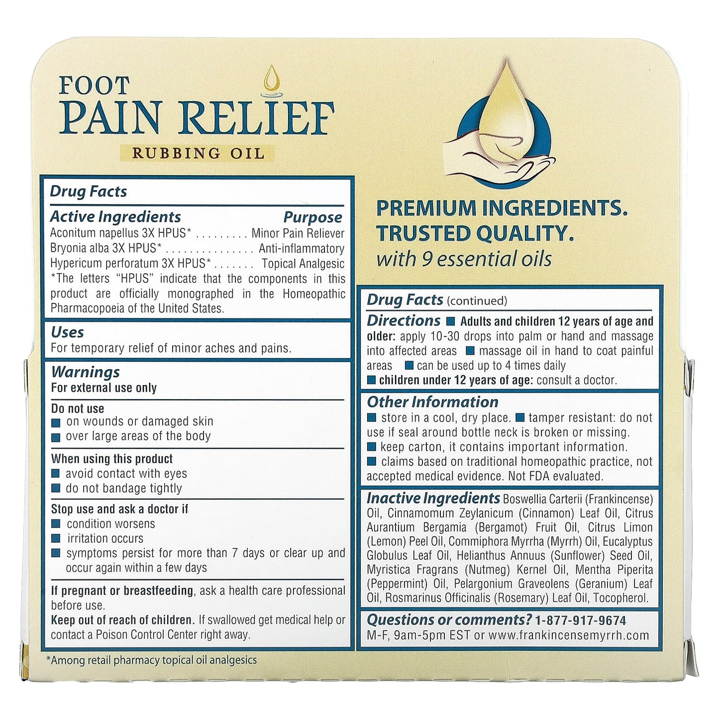 Frankincense & Myrrh, Foot Pain Relief Rubbing Oil, 2 fl oz (59 ml)