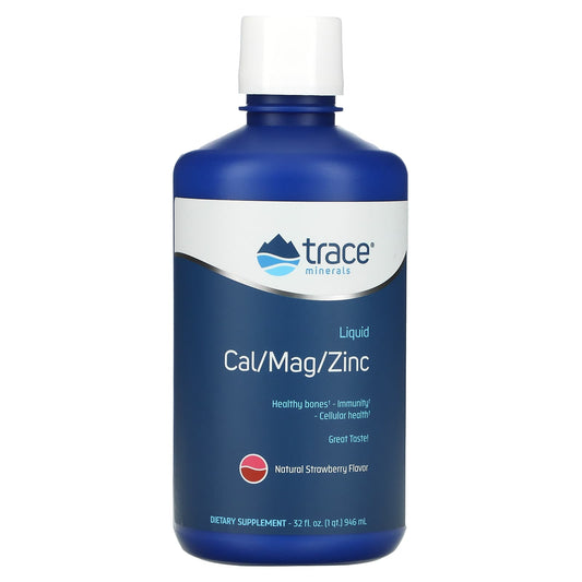 Trace Minerals ®-Liquid Cal/Mag/Zinc-Natural Strawberry -32 fl oz (946 ml)