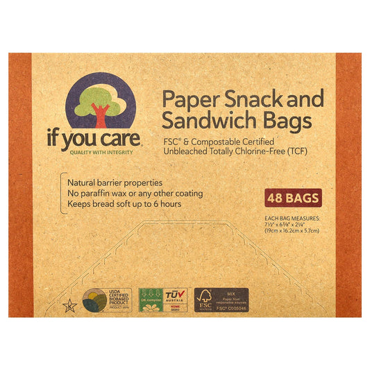 If You Care-Paper Snack and Sandwich Bags-48 Bags