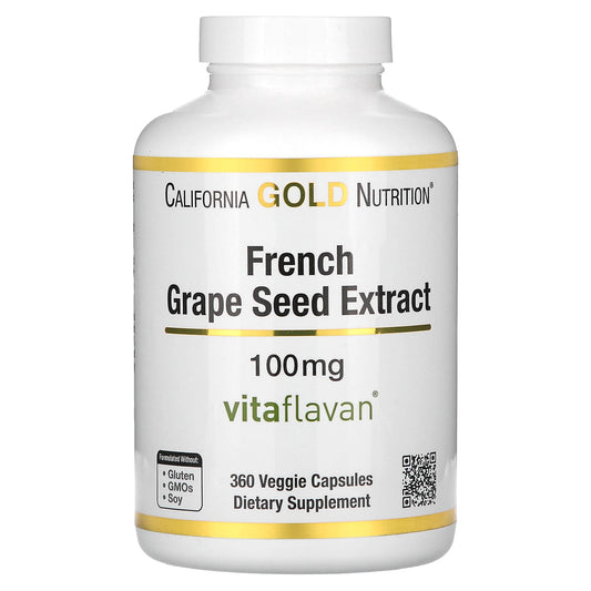 California Gold Nutrition-French Grape Seed Extract-Vitaflavan-100 mg-360 Veggie Capsules