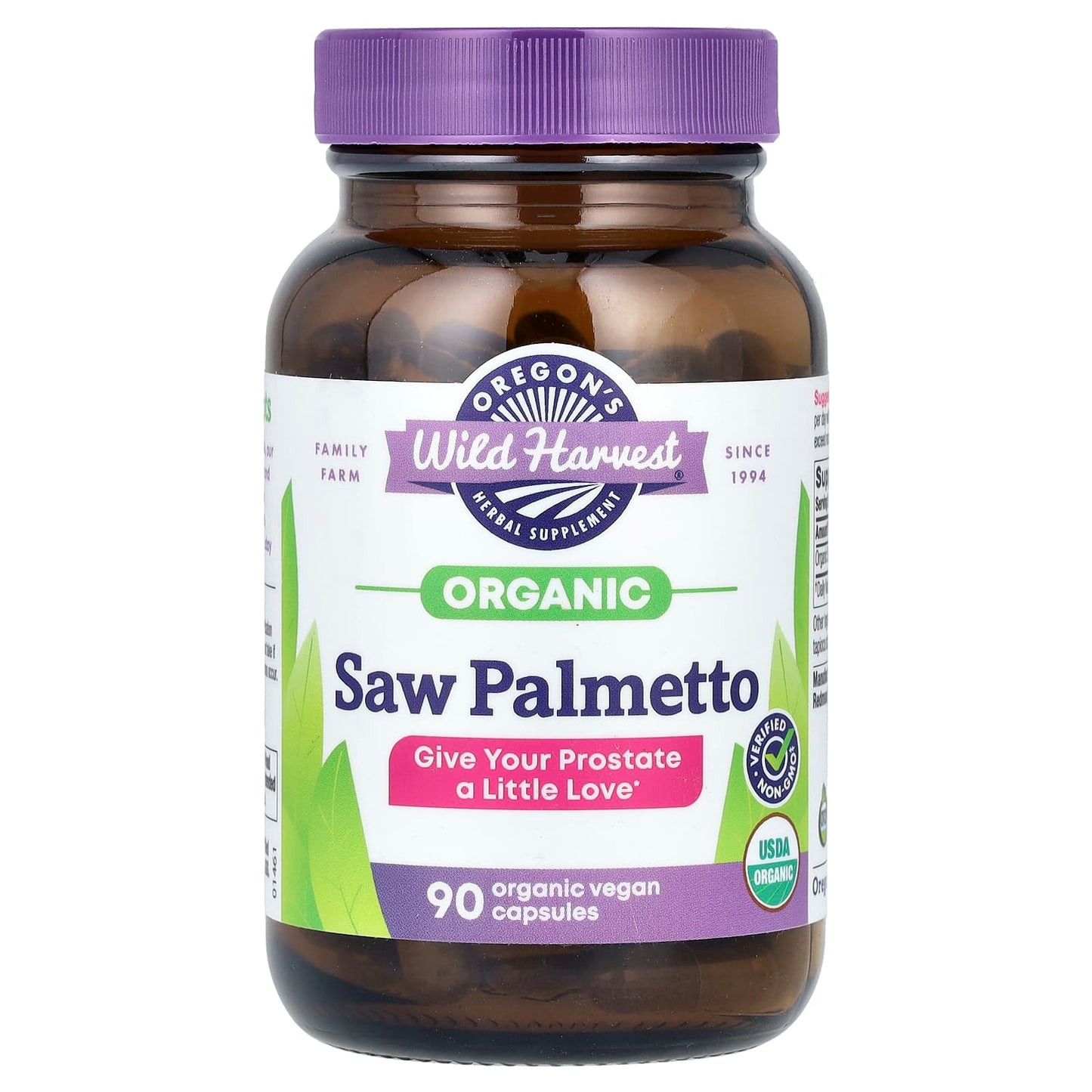 Oregon's Wild Harvest-Organic Saw Palmetto-90 Organic Vegan Capsules