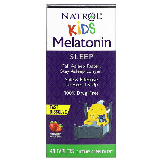 Natrol-Kids-Melatonin-Ages 4 & Up-Strawberry-40 Tablets