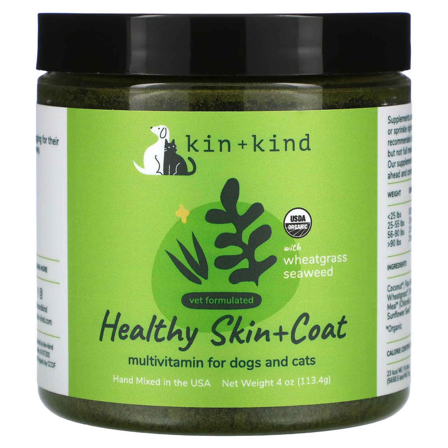 Kin+Kind-Healthy Skin + Coat- For Dogs and Cats-4 oz (113.4 g)