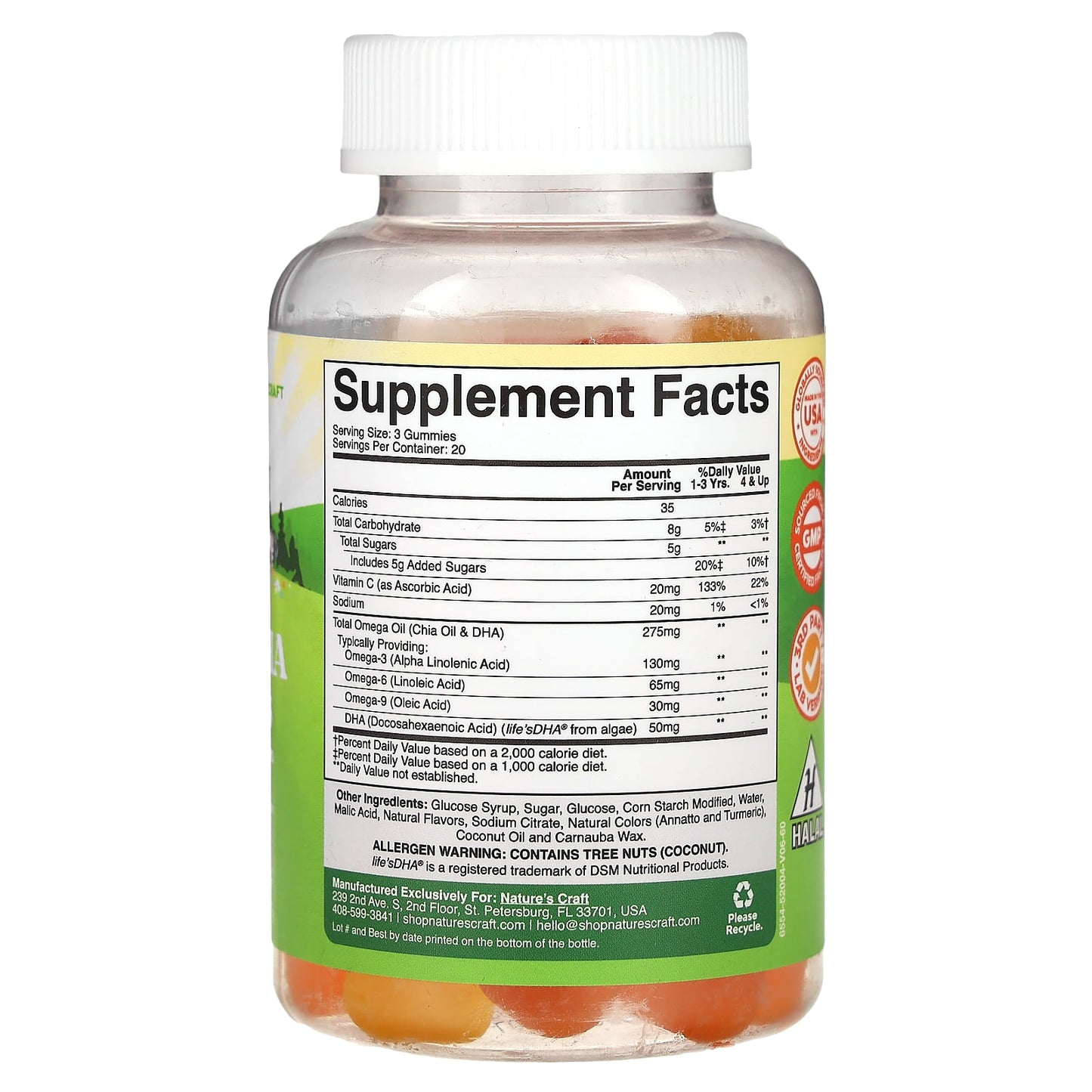 Nature's Craft, Kids, Omega + DHA Gummies, Lemon & Orange, 60 Gummies