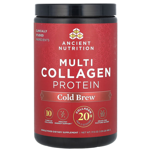 Ancient Nutrition-Multi Collagen Protein-Cold Brew-1.09 lbs (496 g)