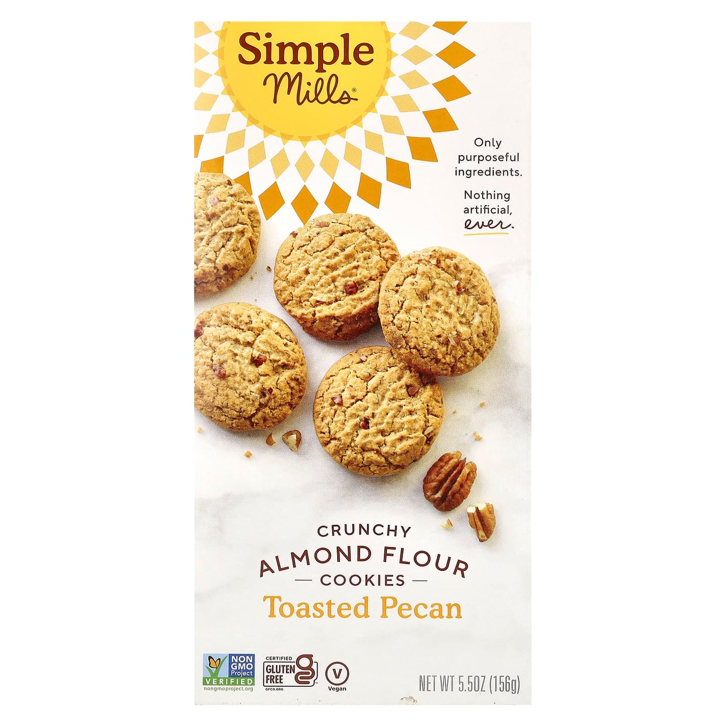 Simple Mills-Crunchy Almond Flour Cookies-Toasted Pecan-5.5 oz (156 g)