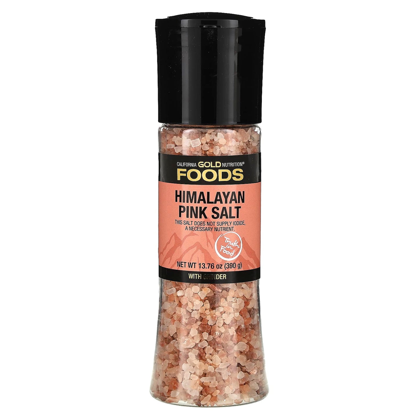 California Gold Nutrition-FOODS - Pink Himalayan Salt Grinder-13.76 oz (390 g)