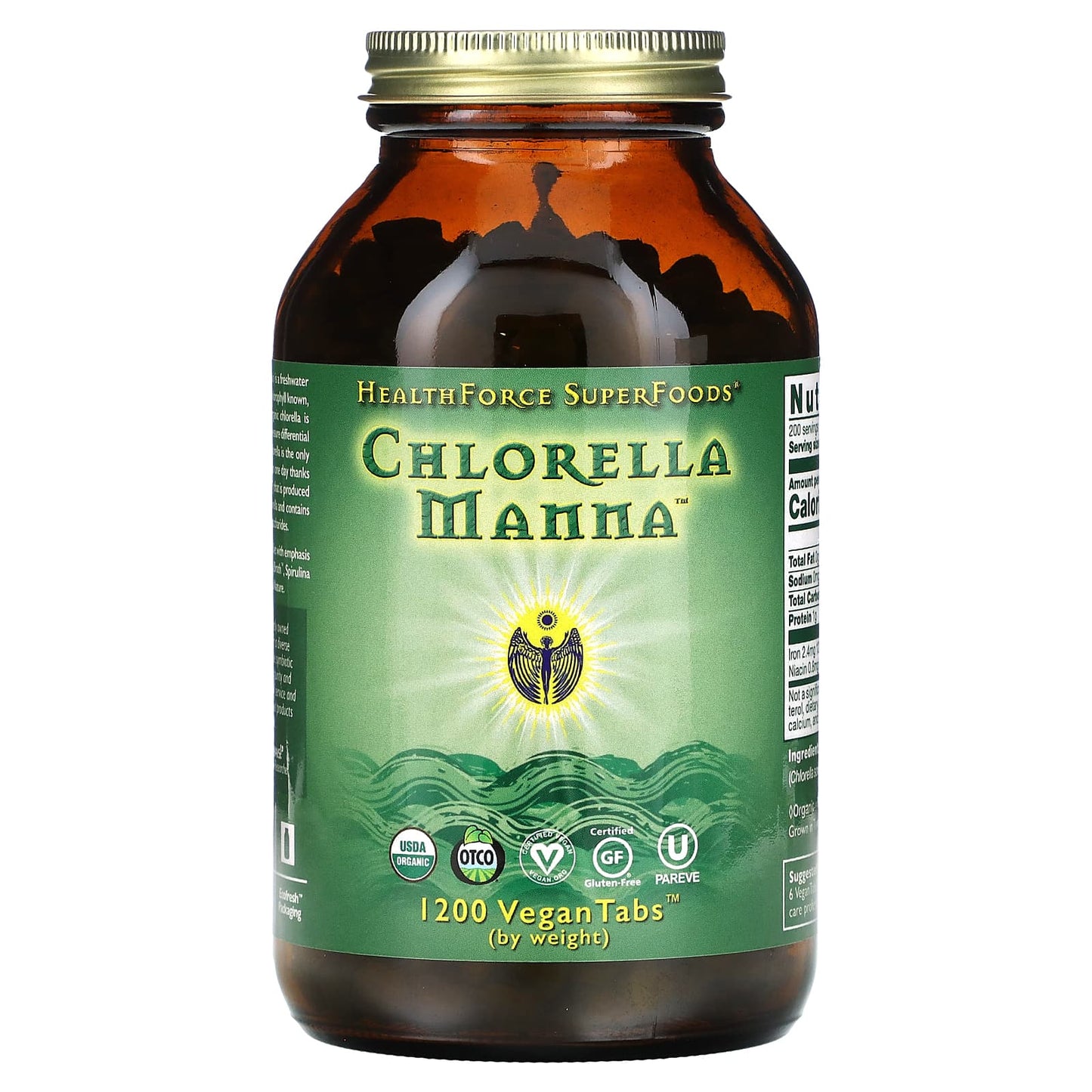 HealthForce Superfoods-Chlorella Manna-1,200 VeganTabs