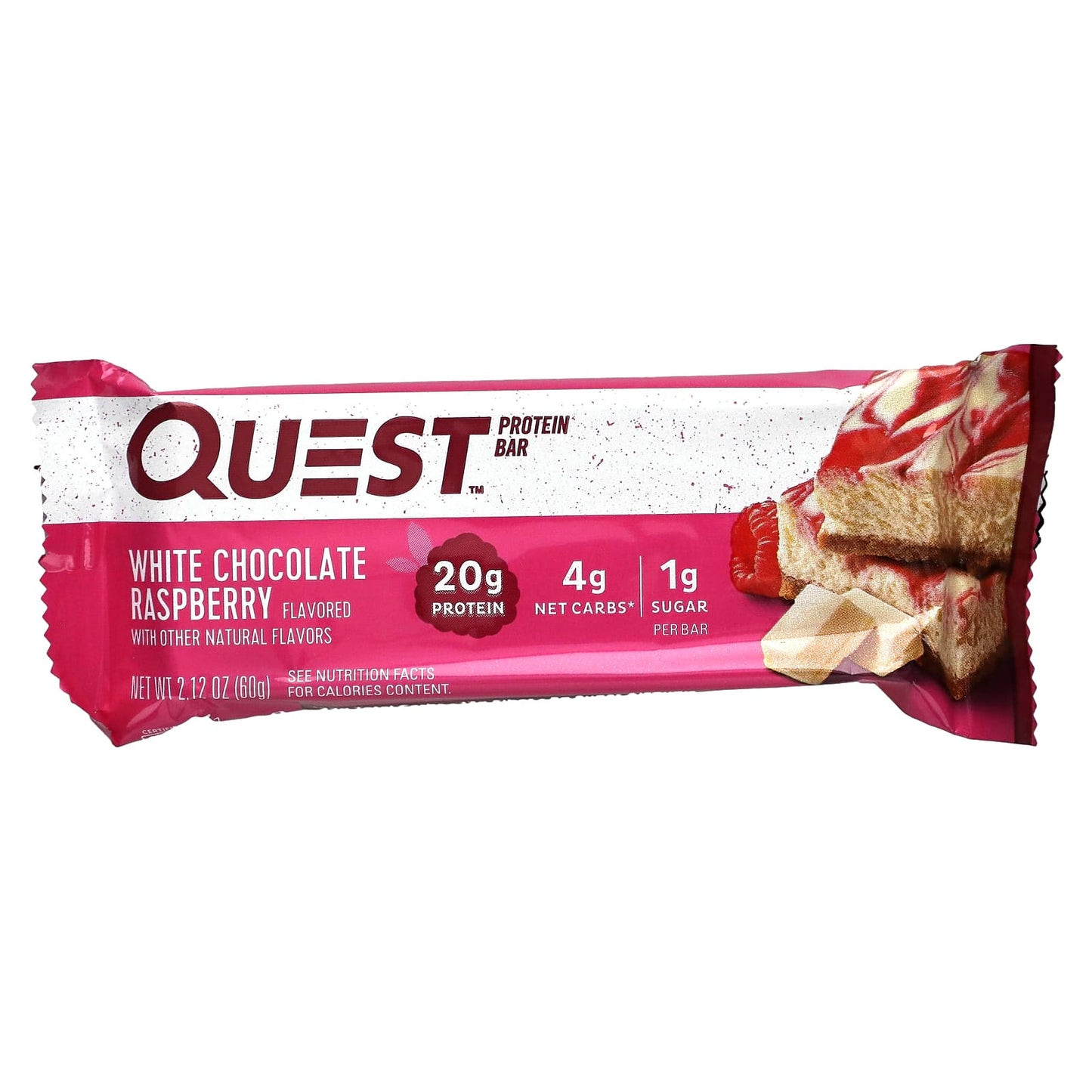 Quest Nutrition, Protein Bar, White Chocolate Raspberry, 12 Bars, 2.12 oz (60 g) Each