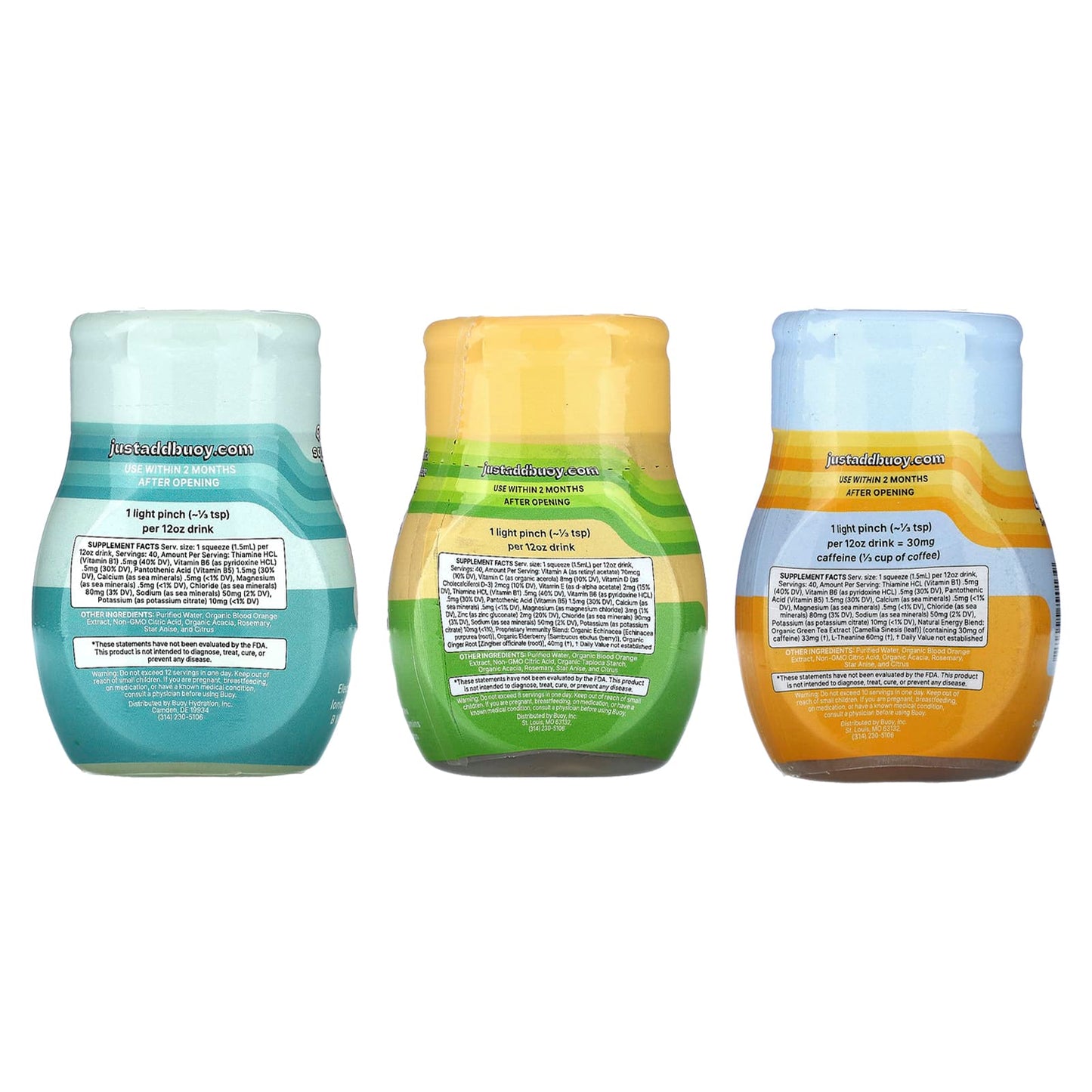 Buoy Hydration, Drops Daily Wellness Bundle, Unflavored, 3 Pack, 2 fl oz (60 ml) Each