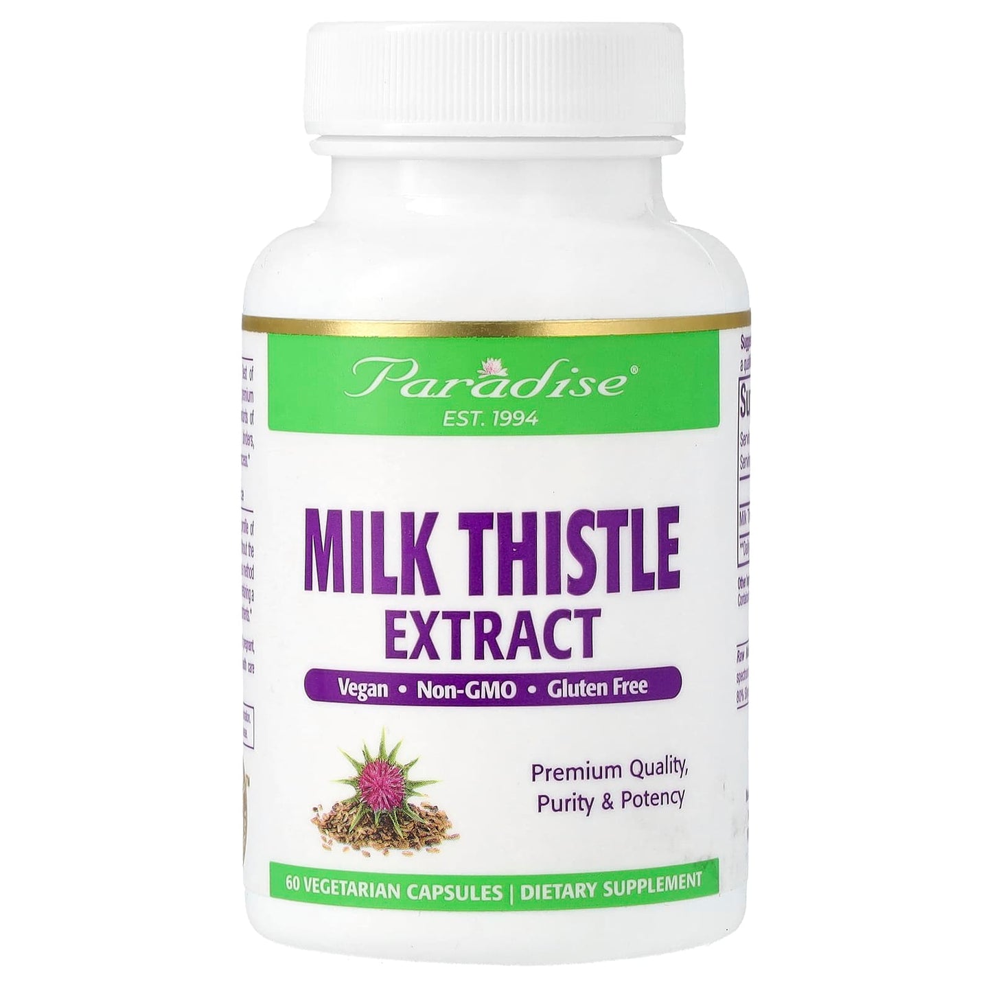 Paradise Herbs-Milk Thistle Extract-60 Vegetarian Capsules