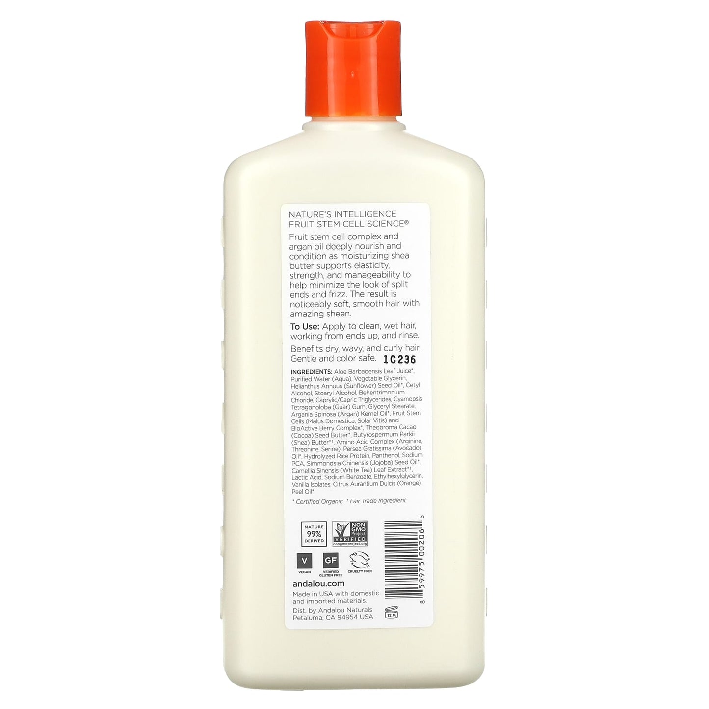 Andalou Naturals, Conditioner, Moisture Rich, For Soft, Smooth Sheen, Argan Oil & Shea, 11.5 fl oz (340 ml)