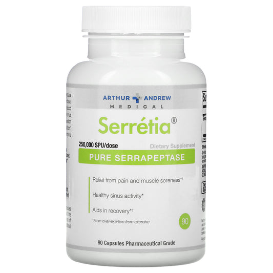 Arthur Andrew Medical-Serretia-Pure Serrapeptase-250,000 SPU-90 Capsules (125,000 SPU per Capsule)