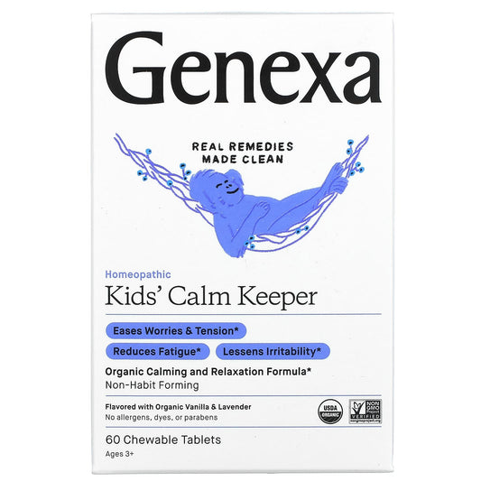 Genexa-Kids´ Calm Keeper-Calming & Relaxation-Ages 3+-Vanilla & Lavender-60 Chewable Tablets