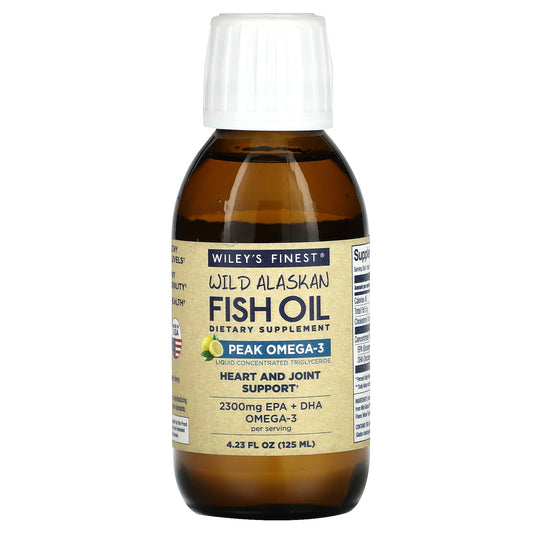 Wiley's Finest-Wild Alaskan Fish Oil-Peak Omega-3-Natural Lemon-2,300 mg-4.23 fl oz (125 ml)