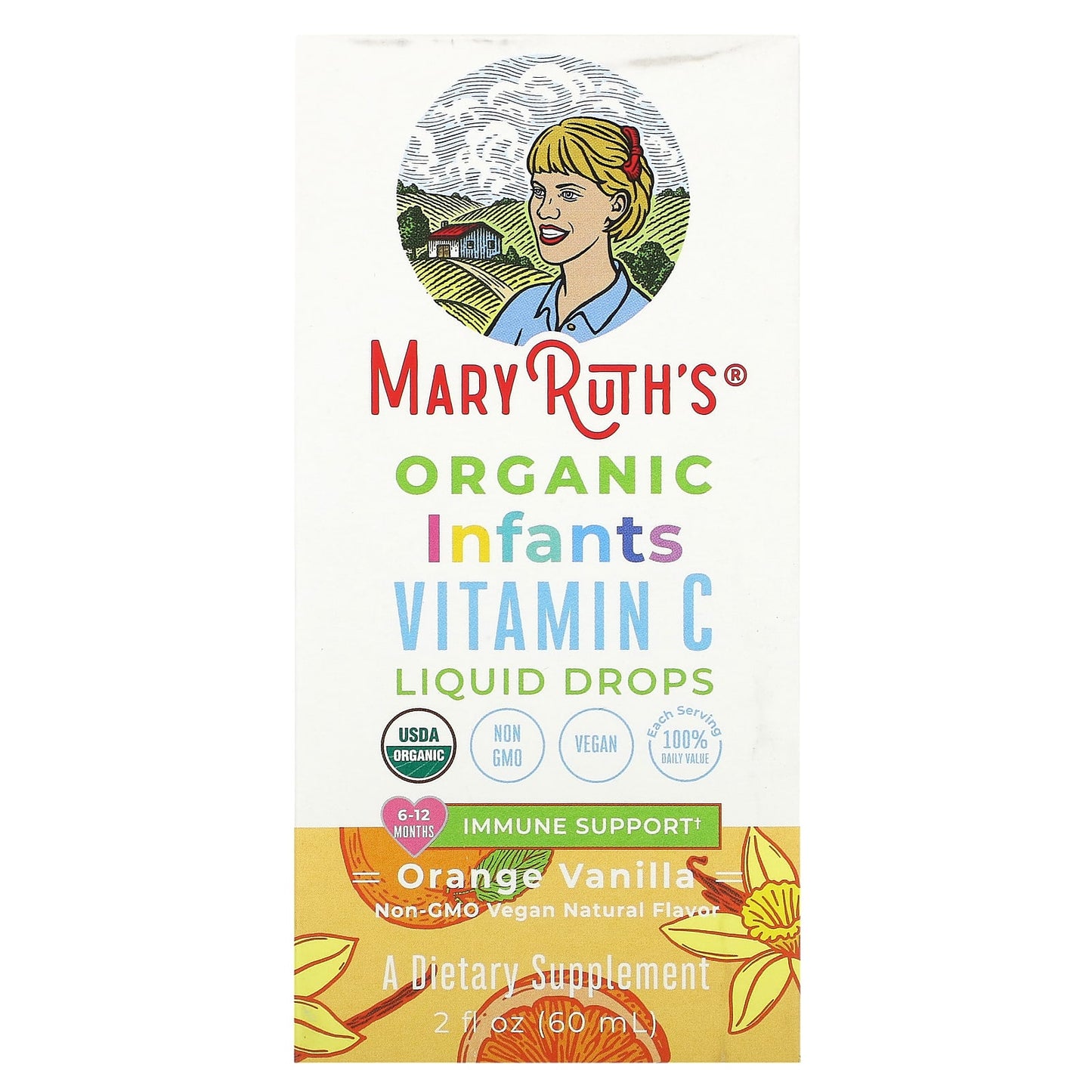 MaryRuth's-Organic Infants Vitamin C Liquid Drops-6-12 Months-Orange Vanilla-2 fl oz (60 ml)