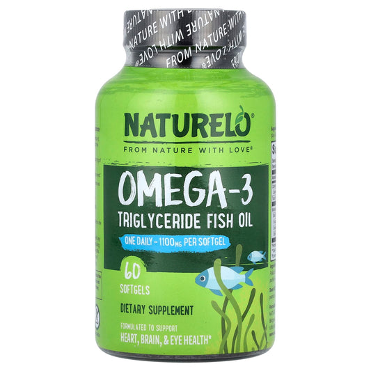 NATURELO-Omega-3 Triglyceride Fish Oil-1,100 mg-60 Softgels