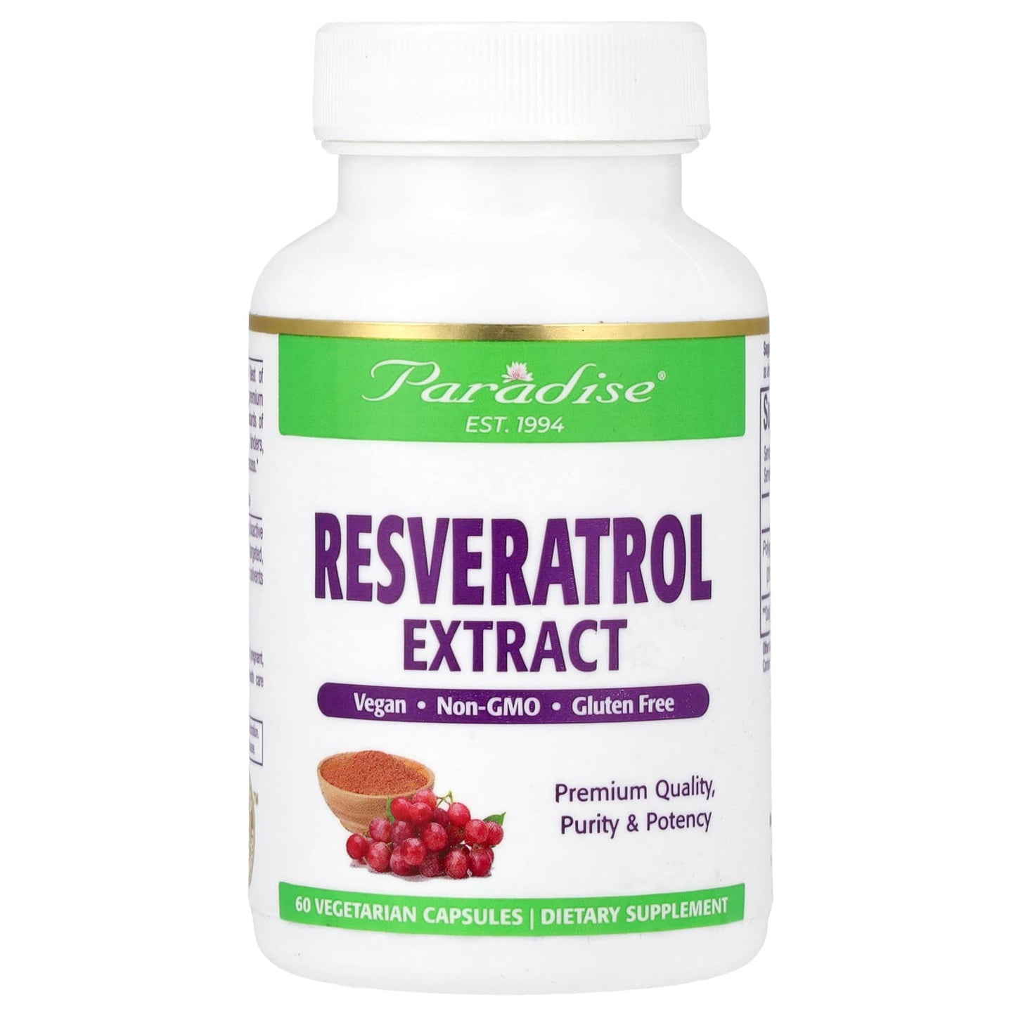 Paradise Herbs-Resveratrol Extract-60 Vegetarian Capsules