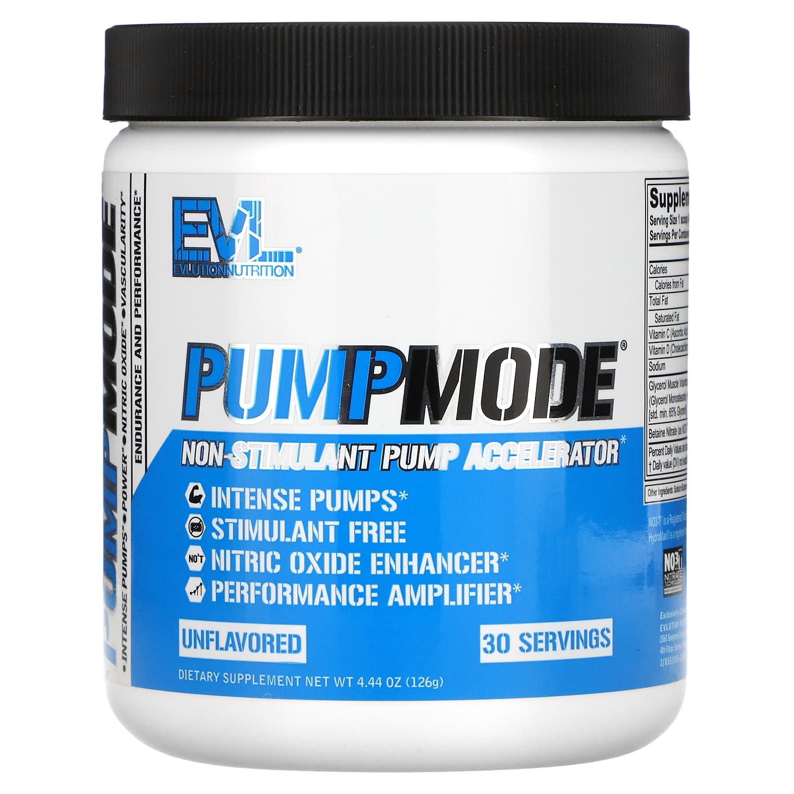 EVLution Nutrition-PumpMode- Non-Stimulant Pump Accelerator-Unflavored-4.44 oz (126 g)