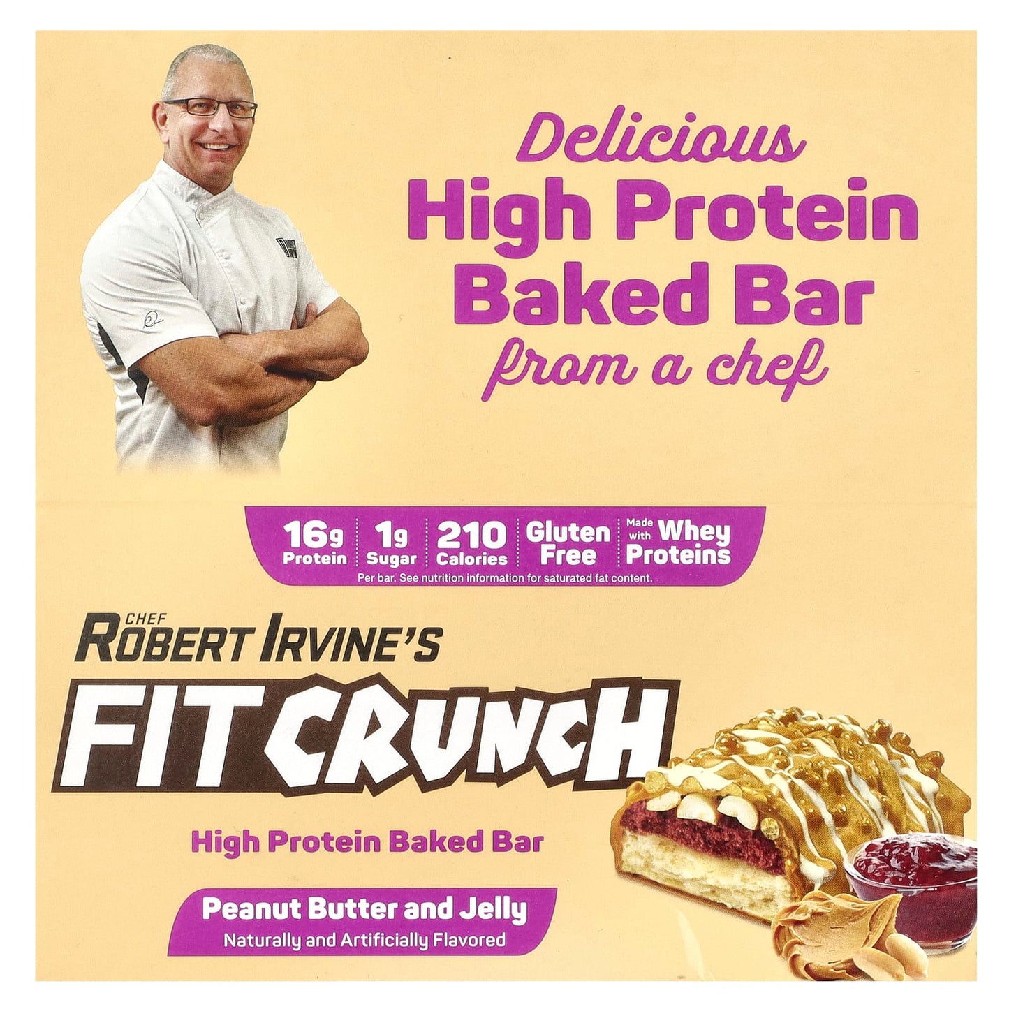 FITCRUNCH-High Protein Baked Bar-Peanut Butter and Jelly-9 Bars-1.62 (46 g) Each