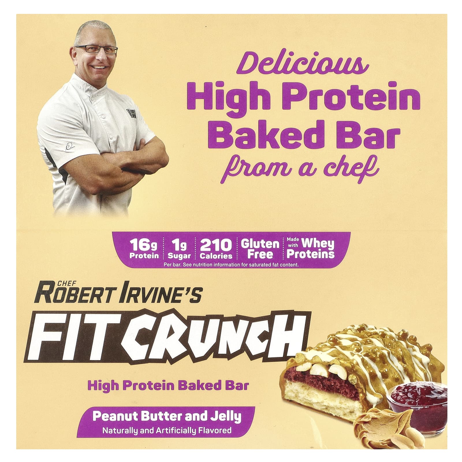 FITCRUNCH-High Protein Baked Bar-Peanut Butter and Jelly-9 Bars-1.62 (46 g) Each