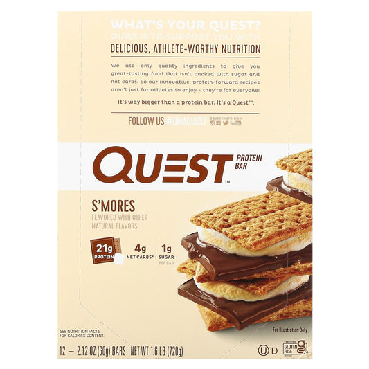 Quest Nutrition-Protein Bar-S'mores-12 Bars-2.12 (60 g) Each