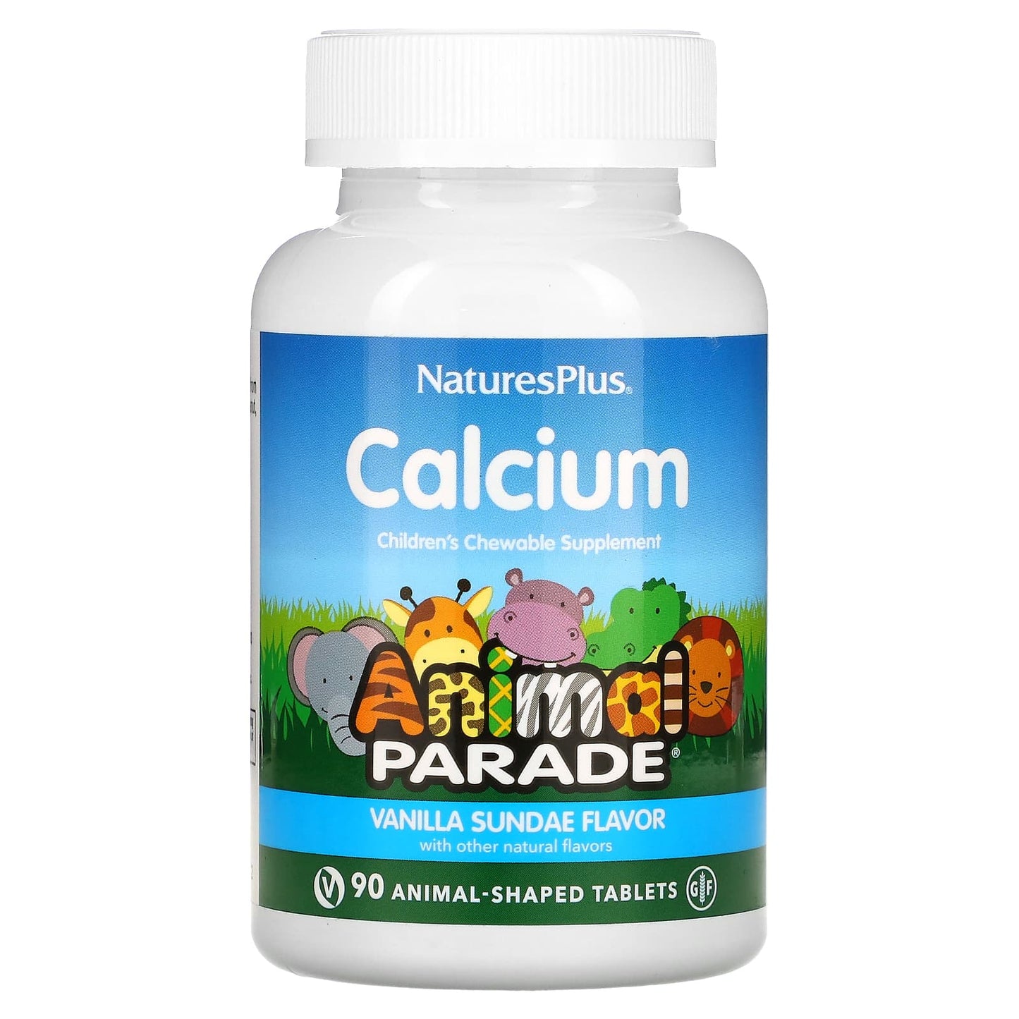NaturesPlus-Animal Parade-Calcium-Children's Chewable Supplement-Vanilla Sundae-90 Animal-Shaped Tablets