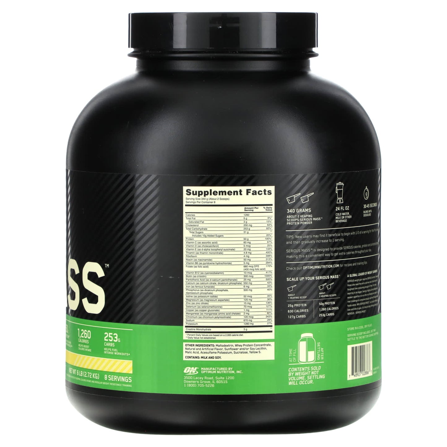 Optimum Nutrition, Serious Mass, Protein Powder Supplement, Banana, 6 lb (2.72 kg)